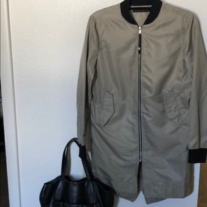 Gray / Tan W/ Black Accent Long Line Bomber